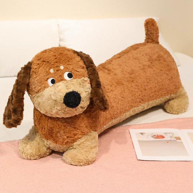 Langer Streifen Hund Dackel Plüschtier, 80cm, Braun - Bild 1