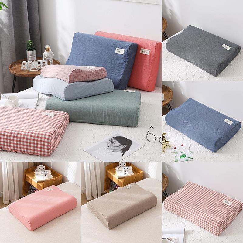 Yiran Furniture Baumwolle Kissenbezug mit Karomuster für Latex- und Memory-Schaum-Kissen, B/T/H: 40 x 60 cm - Bild 2