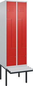 C+P Z-Spind Classic PLUS Sitzbank mit 4 Fächern und Zylinderschloss, auskragendes Design, B/T/H: 212 x 60 x 81,5 cm - Bild 1