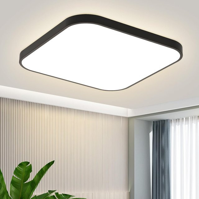 Nettlife LED Deckenleuchte Schwarz Eckig, IP44 Badlampe für Badezimmer, Küche und Flur, 19W, 4000K, Durchmesser: 27 cm - Bild 1