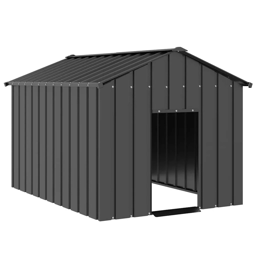 vidaXL Hundehütte aus Metall mit Dach in Anthrazit, wetterfest, B/T/H: 113 x 153 x 101 cm - Bild 2