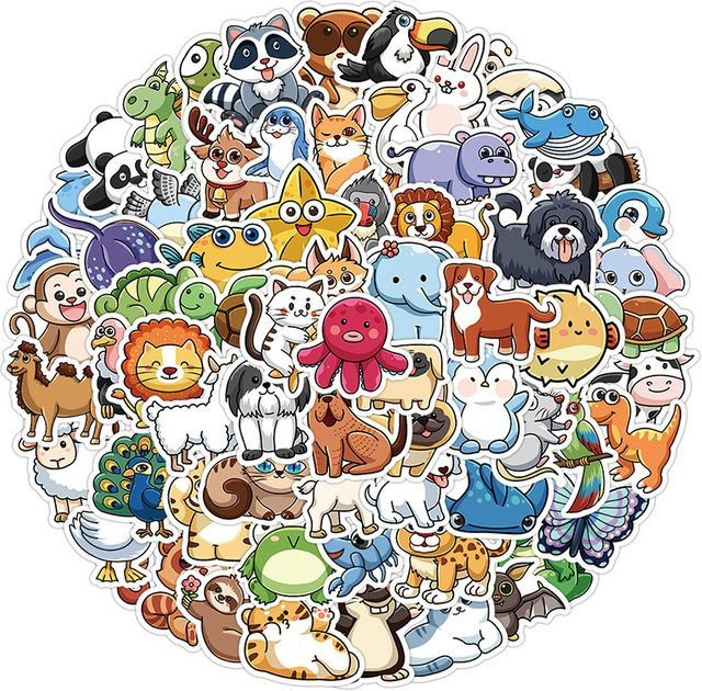 103 Stück Niedliche Tier Aufkleber im Cartoon-Stil, Wasserdichte Dekorative Sticker in Multicolor für Fahrrad und Notizbücher von BulingBulingStickers Shop - Bild 1