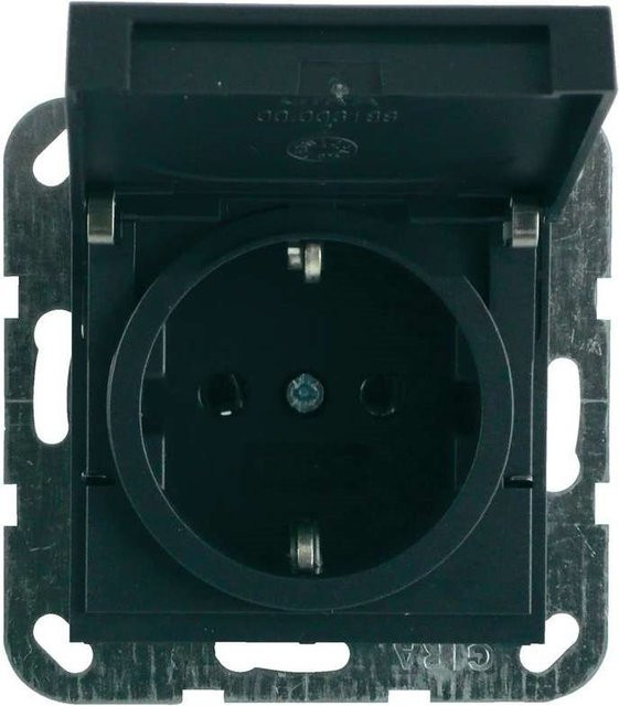 Gira Schutzkontakt-Steckdose System 55 in Anthrazit mit IP44 Schutzart für den Unterputz Einbau - Bild 1