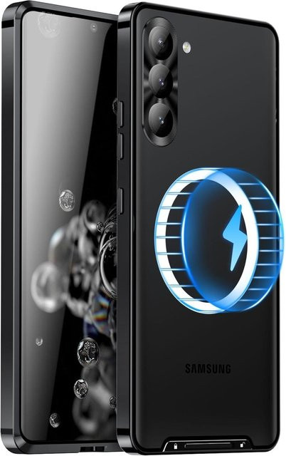 Samsung Galaxy S25 5G Magnetische MagSafe Schutzhülle im Frosted Metall Design in Schwarz - Bild 1
