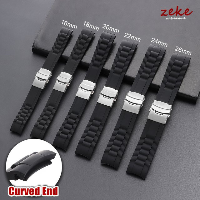 crazyband Uhrenarmband Silikon, gebogenes Endarmband, Faltschließe, Unisex - Bild 1