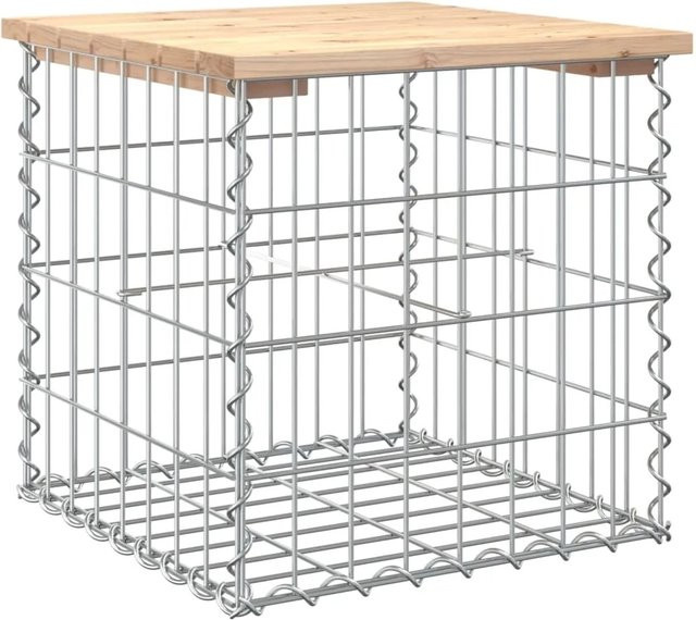 vidaXL Gartenbank aus Gabionen aus Kiefernholz in Braun, B/T/H: 43 x 44 x 42 cm - Bild 1
