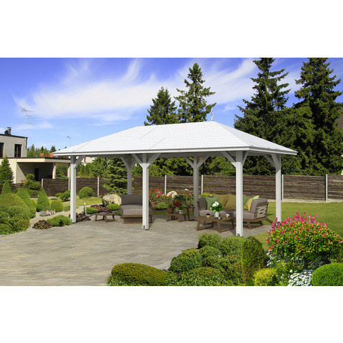 Skan Holz Pavillon Orleans 1 aus Fichte mit Zeltdach, Weiß, B/T/H: 374 x 656 x 314 cm - Bild 3