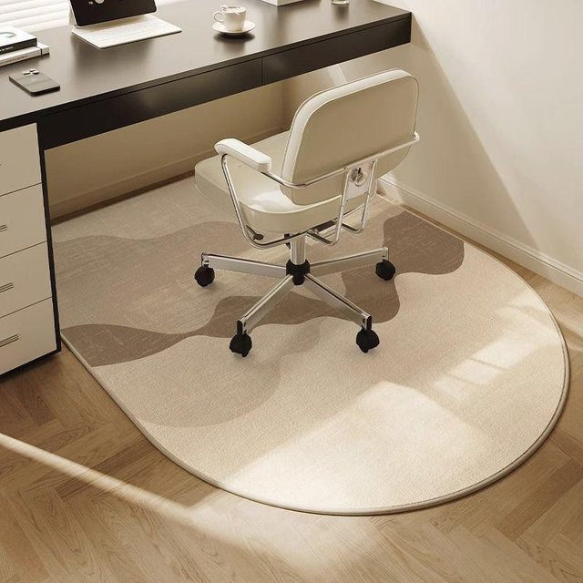 Französischer Arbeitsteppich in Beige, rutschfeste Bodenmatte für Computerstühle mit Bogen-Design, Breite: 120 cm, Tiefe: 80 cm - Bild 1