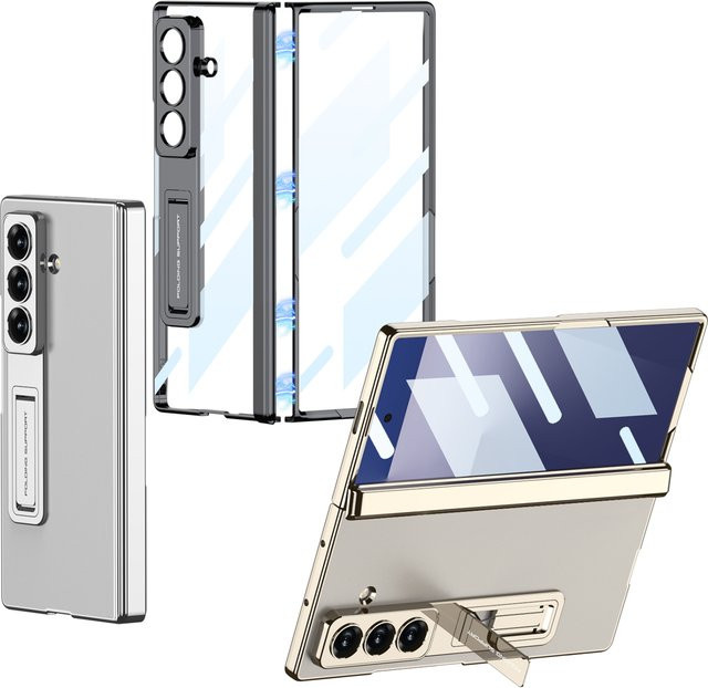 Transparente, stoßfeste Handyhülle mit Displayschutzfolie für Samsung Galaxy Z Fold 7 in Silber - Bild 1