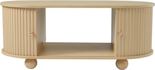 okwish Couchtisch mit Stauraum und 360 Grad Schiebetüren in Beige, B/T/H: 100 x 50 x 40 cm - Bild 1