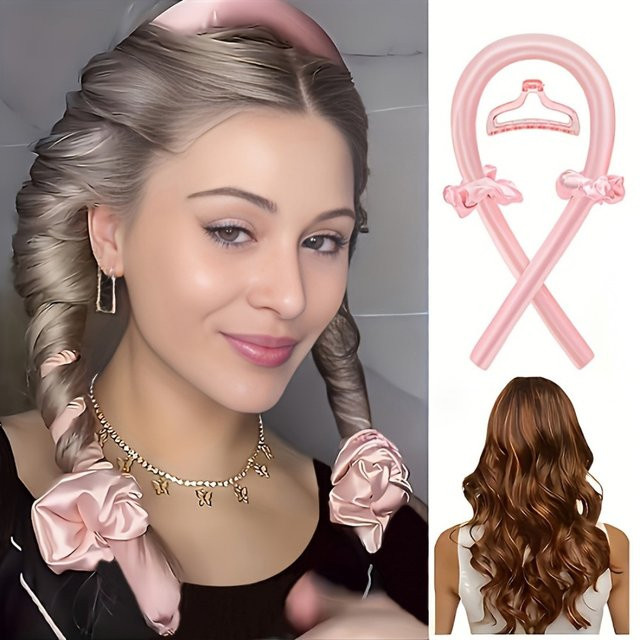 Hitzeloses Locken-Set Nacht-Lockenstab, pink, Unisex - Bild 1