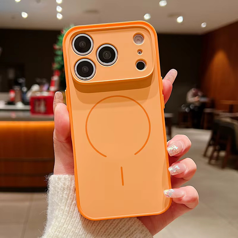 Magnetische Linsenschutzhülle für iPhone 17, 16, 15, 14, 13 Pro Max in Orange mit MagSafe Wireless Charging Kompatibilität - Bild 2