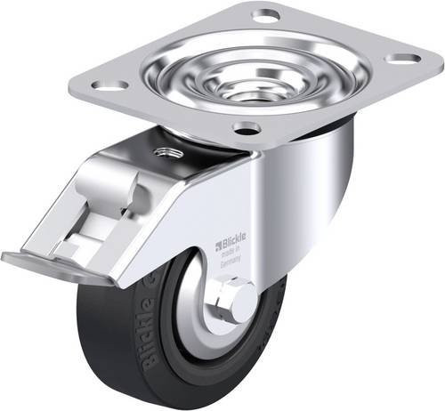 Blickle Stahlblech-Lenkrolle LE-POEV 80XR-FI-FA in Silber und Schwarz mit 80mm Rad-Durchmesser und 140kg Tragfähigkeit - Bild 1