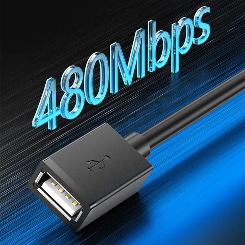 letusoon USB 2.0 Verlängerungskabel Stecker auf Buchse in Schwarz mit 480 Mbit/s Datenübertragungsrate für Laptop, PC und Smart TV - Bild 2