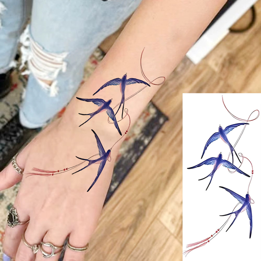BAOFUL Temporäre Aquarell-Tattoos mit Schmetterlingen, Blumen und Vögeln, Damen - Bild 2