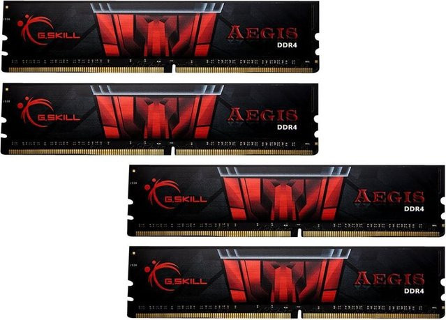 G.Skill Aegis DDR4 RAM Kit 64 GB (4 x 16 GB) 3200 MHz PC4-25600 CL16 Non-ECC DIMM 288-Pin Schwarz - Bild 1