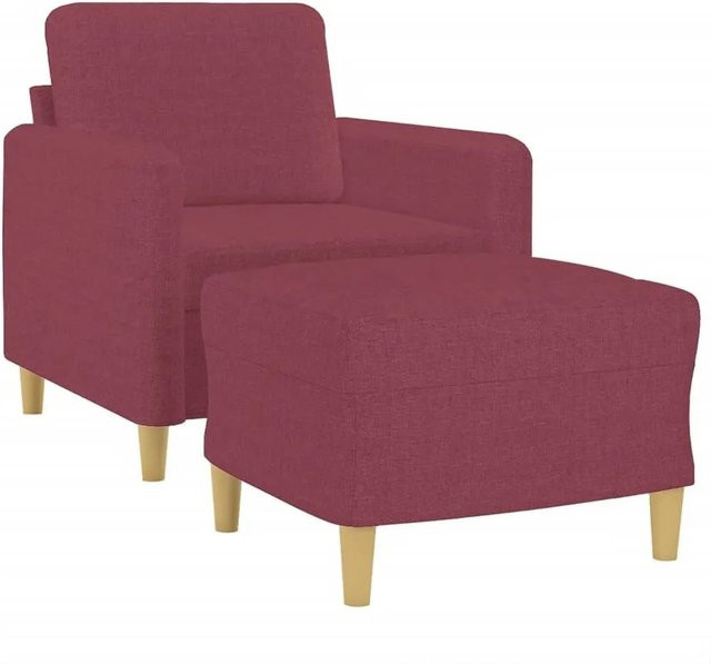 vidaXL Sessel mit Hocker in Weinrot, moderner Relaxsessel aus Stoff mit Armlehnen - Bild 1