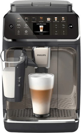 Philips LatteGo 4400 EP4449/70 Siebträger Kaffeevollautomat in Schwarz mit Touch-Display und integriertem Kalkfilter