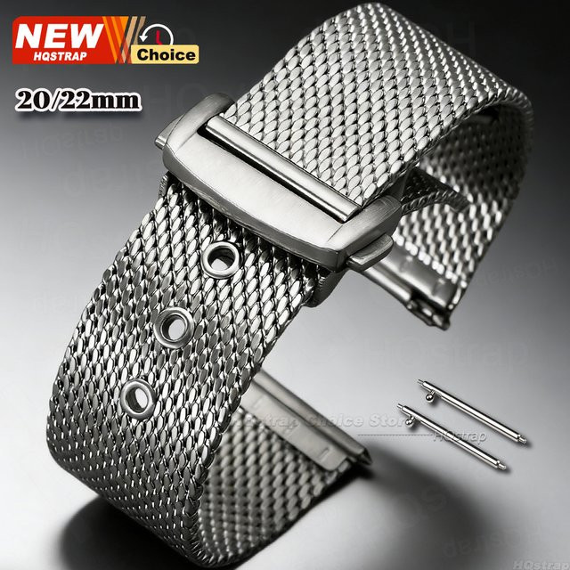 HQstrap Uhrenarmband Mesh Edelstahl, Silber, Unisex - Bild 1