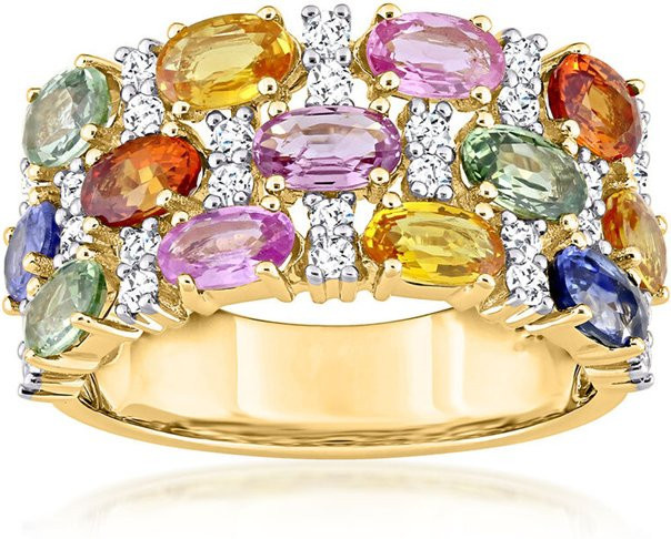 YoYo Ring, mehrfarbiger Zirkonia, Goldbeschichtung, Damen - Bild 1