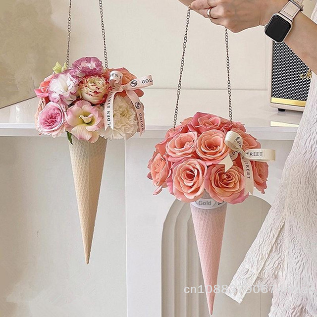 ZYAS Eistütenpapier und Frischblumen-Verpackungspapier aus verstärktem Karton in Gelb und Beige - Bild 1