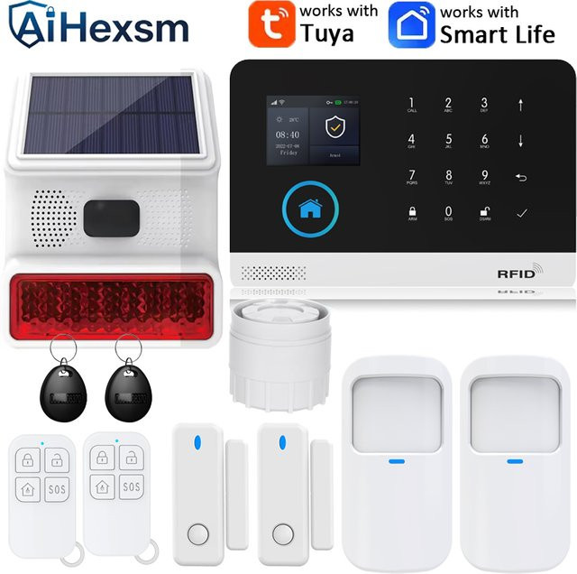 Tuya Smart Home Solarbetriebene Sirene mit WIFI GSM Alarmsystem und PIR-Bewegungsmelder, Drahtloses Sicherheitssystem via Smart Life APP und Alexa-Kompatibilität - Bild 1