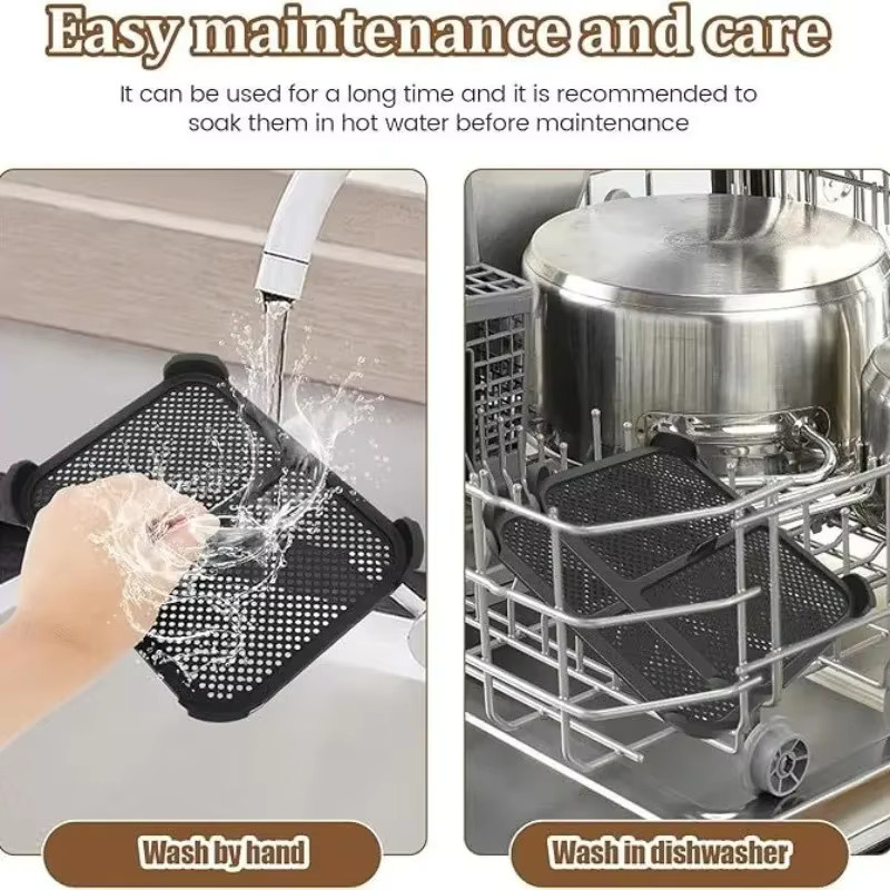 Ninja Spritzschutz aus Silikon für Air Fryer AF400 AF451 DZ401 Modelle, wiederverwendbares Spritzpad in Schwarz, rechteckig - Bild 3