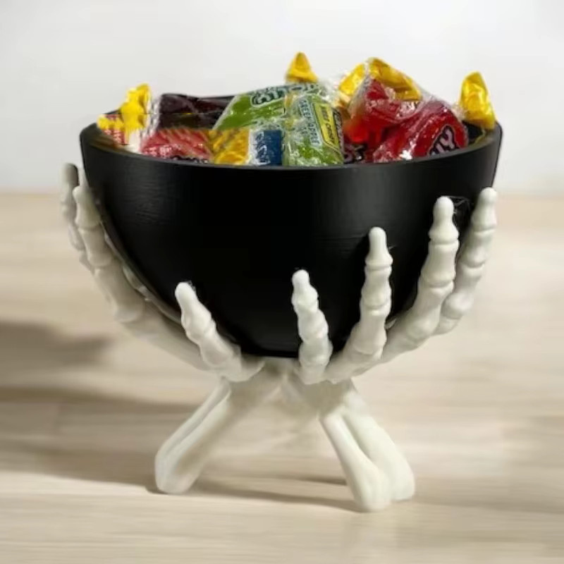 Hoeaden Halloween-Süßigkeitenschale in Form von Gothic-Skelett-Händen, schwarze Keramik-Servierschale für gruselige Heimdekoration, Durchmesser: 11,0 cm, Höhe: 12,0 cm - Bild 2