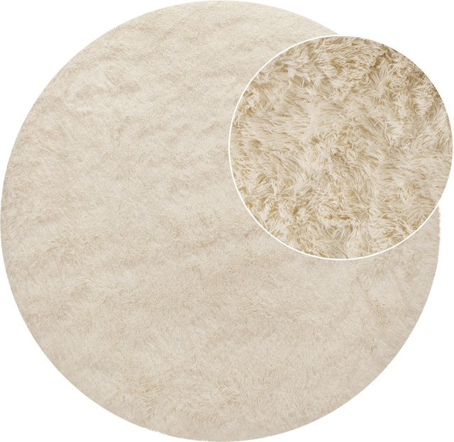 Runder Hochflor-Teppich Silvana in Elfenbein, Durchmesser: 120 cm - Bild 1