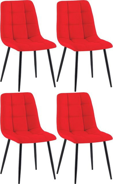 CLP Esszimmerstuhl 4er Set Antibes, gepolsterte Küchenstühle mit Stoffbezug in Schwarz und schwarzem Metallgestell, modern designte Polsterstühle bis 150 kg belastbar - Bild 1