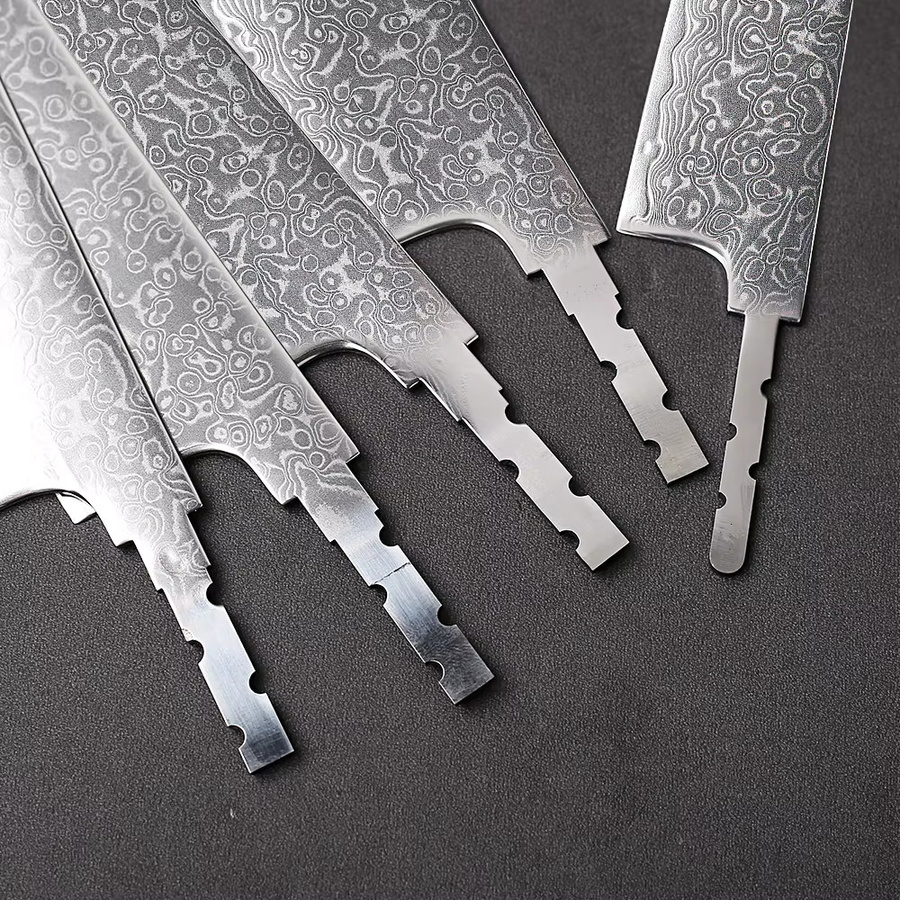 TURWHO Japanisches handgeschmiedetes Kochmesser aus AUS-10 Damaststahl als DIY Blank Blade in Silber ohne Griff - Bild 2