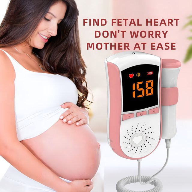 Fireurus Digitaler Fetal-Doppler Herzschlag Monitor mit LCD-Display und Sonde in Rosa - Bild 1