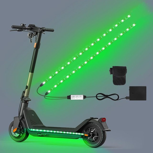 YULIN RGB LED-Streifen für Fahrräder und Roller, batteriebetrieben, Sicherheitswarnleuchten in Green - Bild 1