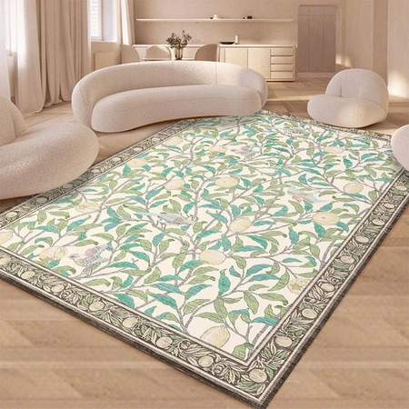 Lodestar Boho Bereichsteppich mit Blättern und Vögeln, Waschbarer Teppich mit Anti-Rutsch-Funktion, Mehrfarbig, B/T/H: 60 x 40 x 1 cm
