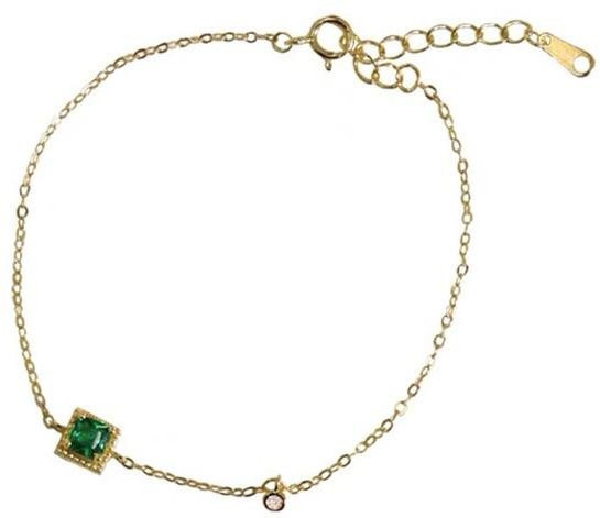 Lucky Star Jewelry Armband, 925 Silber, 14K Gold plattiert, Smaragd, Zirkonia, Damen - Bild 1
