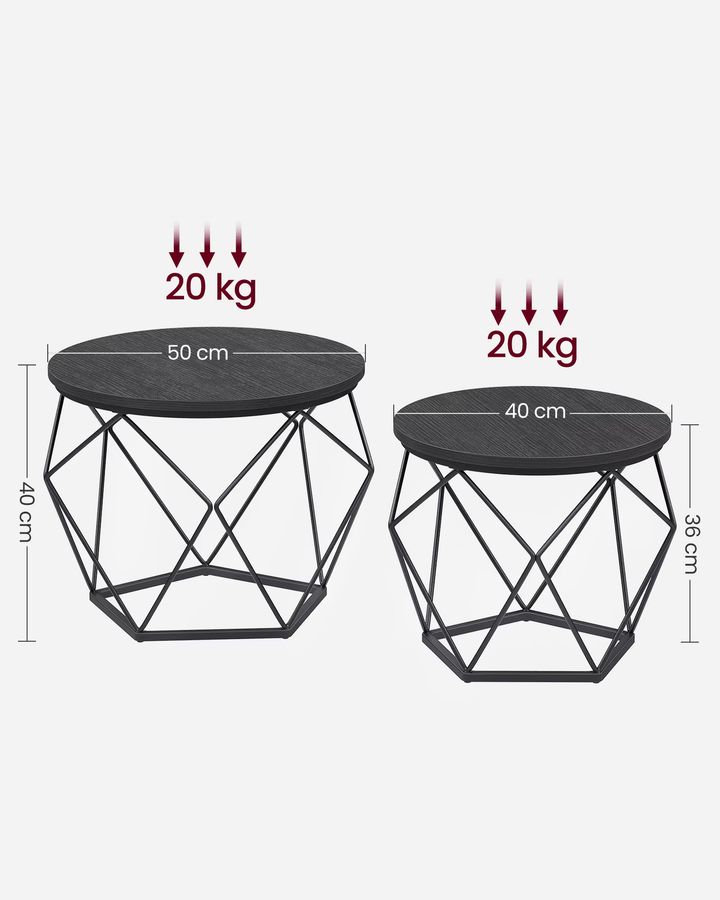 VASAGLE Couchtisch 2er Set rund modern schwarz - Bild 2