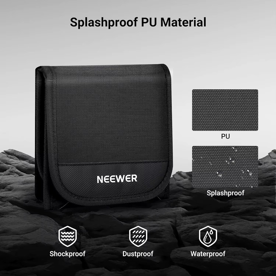 NEEWER Filteretui für 67mm Filter, dreifach faltbare spritzwassergeschützte Aufbewahrungstasche, Schwarz - Bild 4
