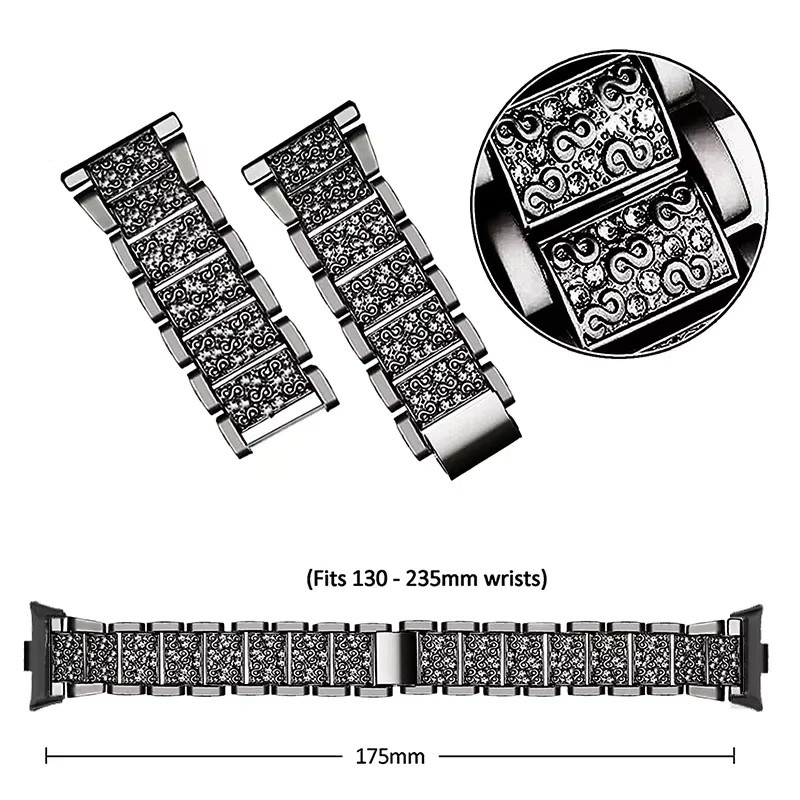 Armband Edelstahl, Diamant, Kristall, Schwarz, Damen - Bild 2