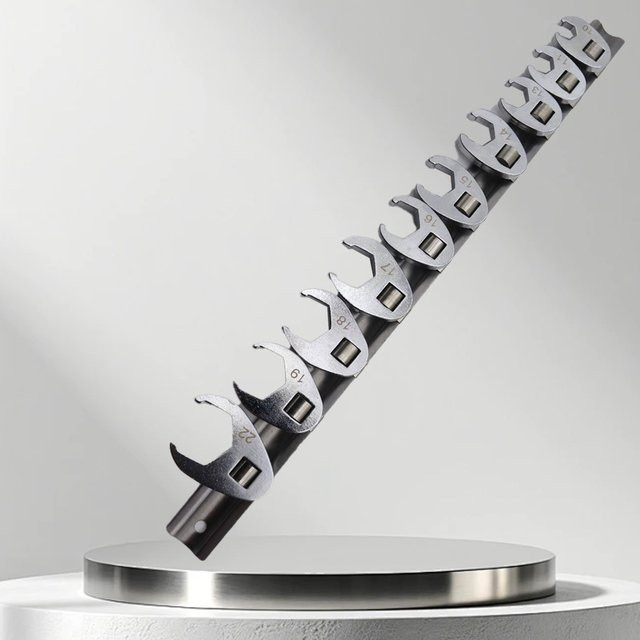 PINTUDY Crowfoot Wrench Set 10-teilig mit 3/8 Zoll Antrieb, metrischer Fuß Gabelschlüssel in Silber, 10 bis 22 mm - Bild 1