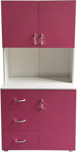 HTI-Living Badschrank in Pink und Weiß mit Regalfächern und Schubladen - Bild 1