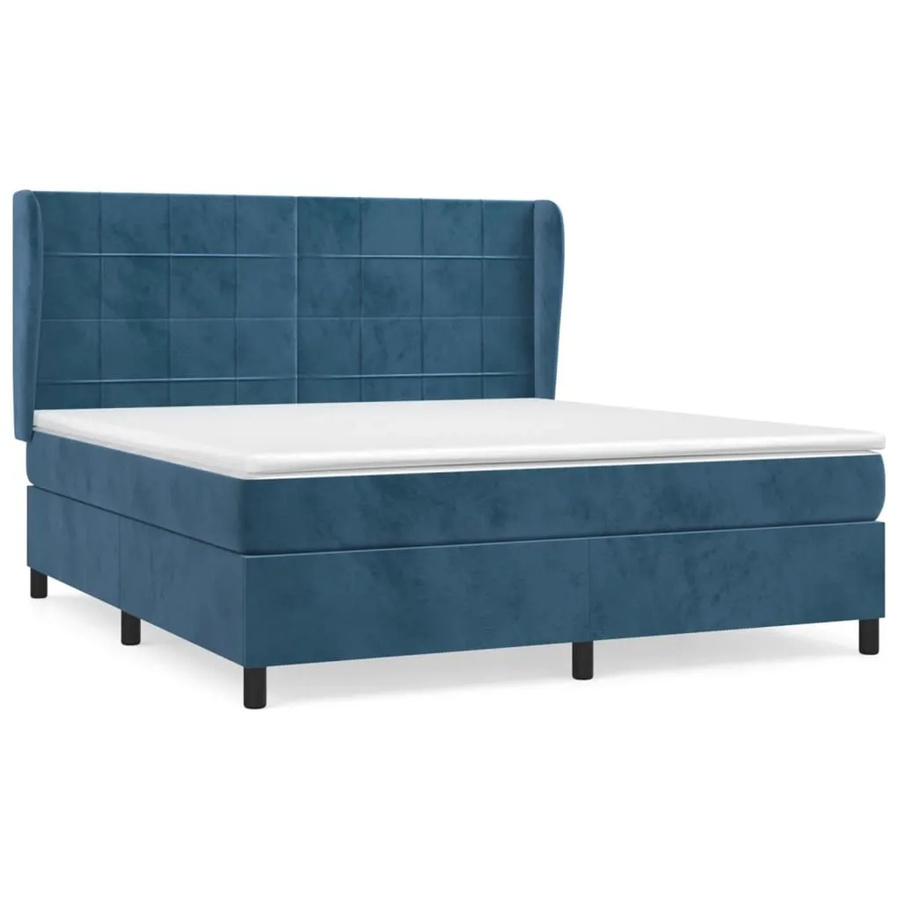 vidaXL Boxspringbett mit Matratze aus Samt in Dunkelblau, B/T: 160 x 200 cm - Bild 2