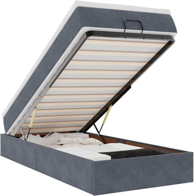 Vidaxl Ottoman Polsterbett mit Matratze aus Samt in Dunkelgrau B/T/H: 100 x 200 x 23,5 cm - Bild 1