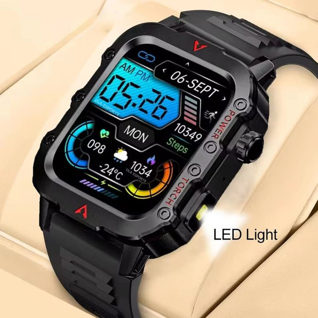 Ola Esporte Smartwatch für Herren mit Bluetooth-Anruf, GPS, Herzfrequenz- und Gesundheitsüberwachung, wasserdicht, in Schwarz oder Braun, kompatibel mit Android und iOS - Bild 1