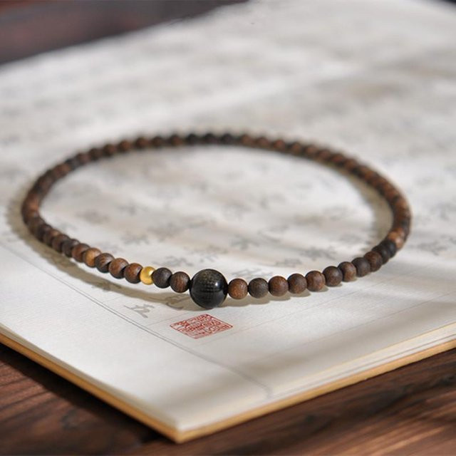 Qiang sheng Armband, Brunei-Adlerholz, Obsidian, Buddha-Perlen, Damen - Bild 1