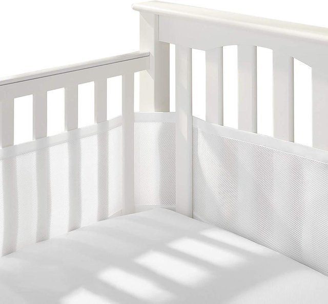 TOMTOP JMS Baby Krippen Stoßfänger Set aus atmungsaktivem Mesh, 2er Pack, weiß - Bild 1
