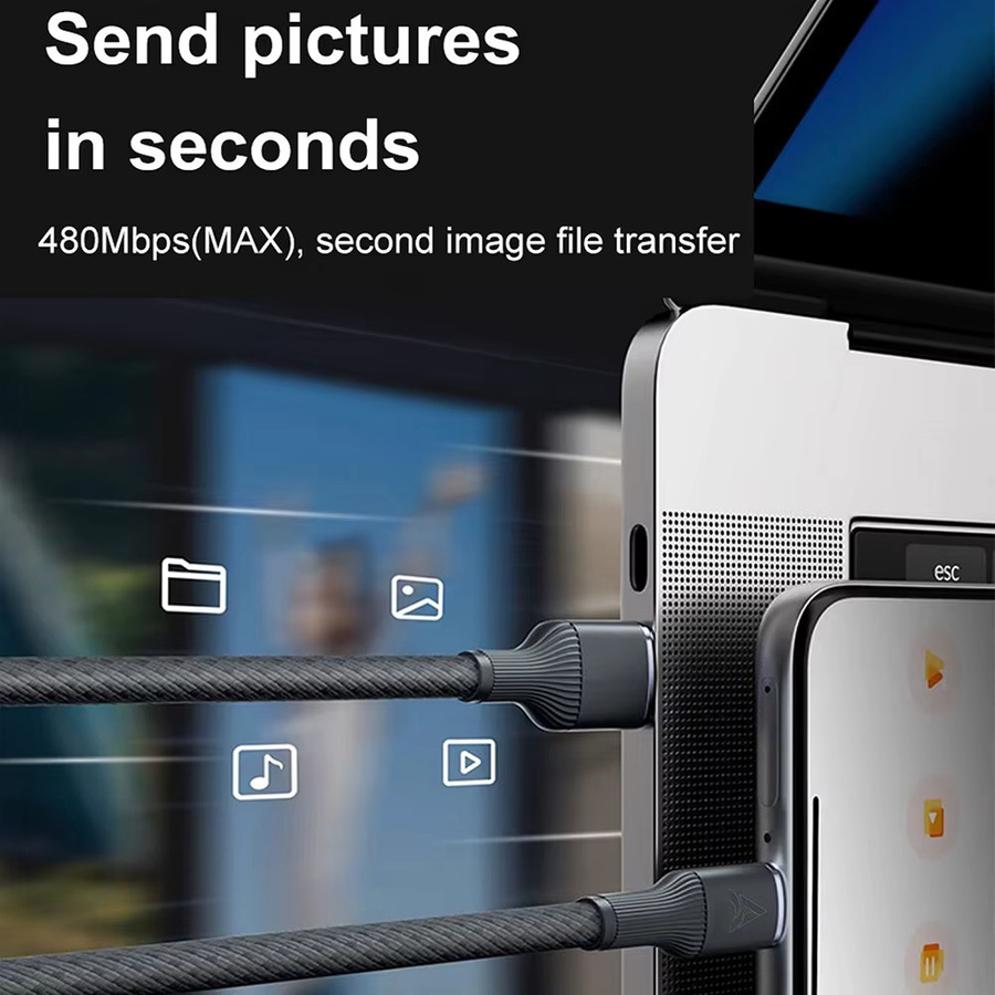 PD USB-C-Kabel 120W Schnellladekabel und Datenkabel in Schwarz für Huawei, Honor, Samsung und Xiaomi Typ-C - Bild 5
