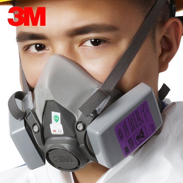 3M Atemschutzmaske 6200 mit 7093 Filtern, wiederverwendbare Halbmaske in Grau mit P3-Schutz für industrielle Anwendungen - Bild 1