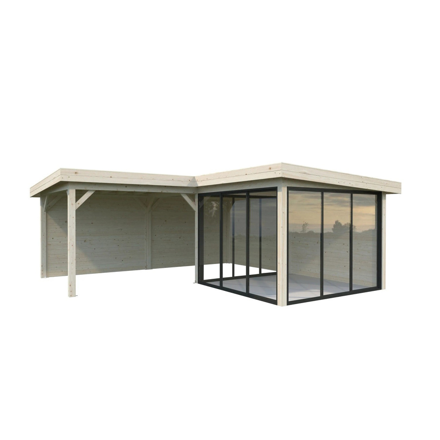 Palmako Pavillon Lenna Set 412 Slide aus Fichtenholz in Braun mit transparenten Elementen, B/T/H: 588 x 588 x 245 cm - Bild 2