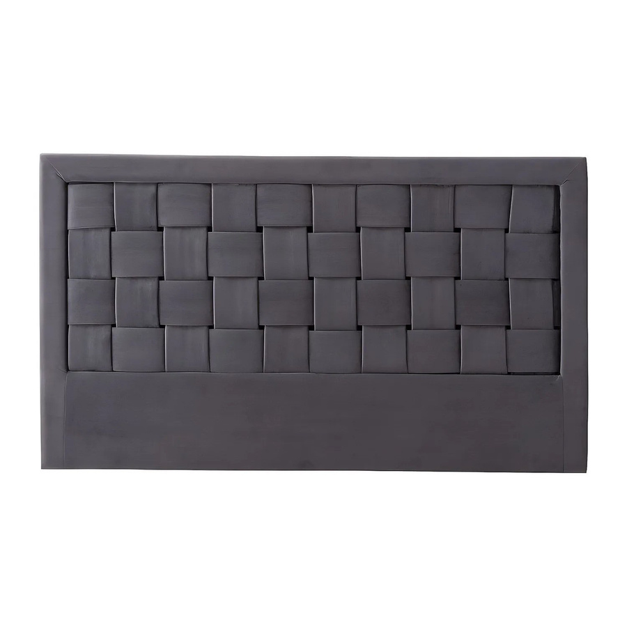 Vente-unique Bettkopfteil Jenna im Art déco Stil aus Samt und Kiefernholz, Grau, Breite: 160 cm - Bild 2