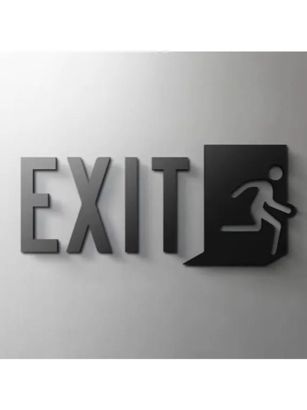 Minimalistisches EXIT-Acrylschild von CIFBUY in Schwarz als 3D-Klebeschild für Tür, Wand oder Toilette, moderne Dekoration aus Kunststoff - Bild 2